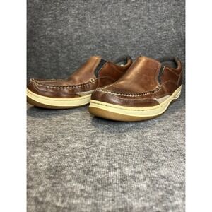 Sebago Shoes Mens Size 11W Brown Leather Slip On Boat Moc Loafers Comfort Casual